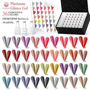 Unigel Wholesale Manicure <strong>Nail</strong> Salon Varnish Sparkly Shiny Chrome Platinum <strong>Glitter</strong> Gel <strong>Nail</strong> <strong>Polish</strong> Set - Product Image 1