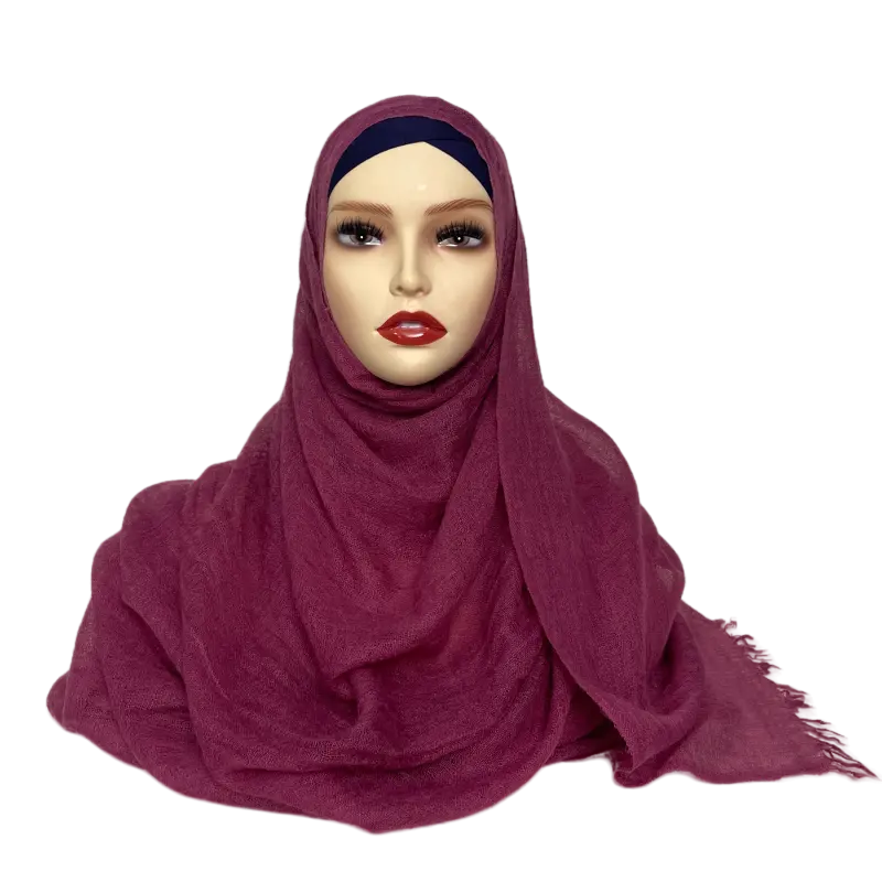 New Fashion muslim women Solid Color acrylic pashmina khimar Wool hair turban Hijab Cashmere scarf tassel veil Shawls for ladies
