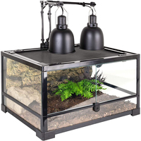 Kit combiné double lampe à pince 8,5 pouces à dôme profond pour reptiles, avec réflecteur en céramique, pour terrarium (chauffage et UVB)