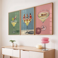HAOWAI OEMODM 3pcs JMargarita Art Bundle Set 3 Poster Seni Dinding Koktail Retro