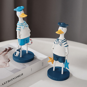 Figurines de canard de style méditerranéen, décor d'animaux en résine pour chambre à coucher, chambre d'enfant, 2 pièces - Product Image 1