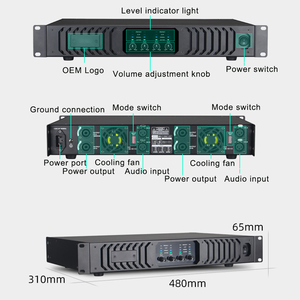 Amplificador de Potencia Profesional AX-4800 de 4 Canales Clase <span class=keywords><strong>D</strong></span>, 800 Vatios, Alta Potencia, con Modo de Puente Estéreo para Altavoces de Escenario - Product Image 3