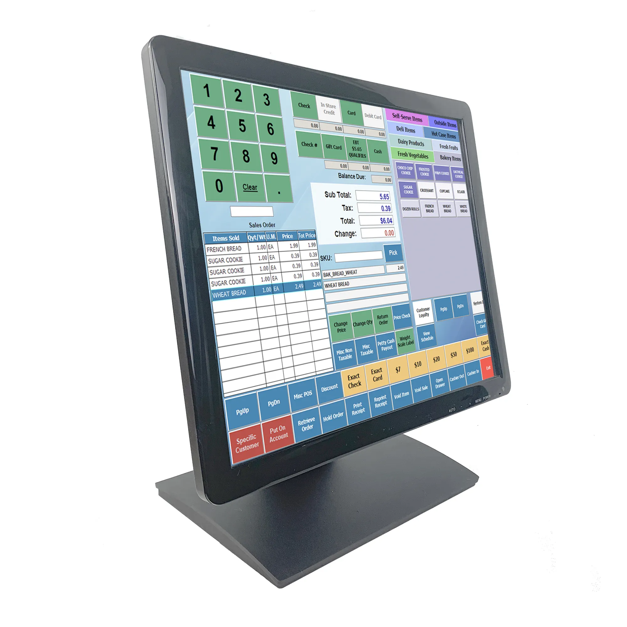 CE RoHS sertifikalı istikrarlı alüminyum standı 17 inç 4 telli rezistif POS dokunmatik ekran monitörü bakkal