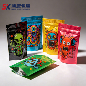 Customized printing 1g 3.5g 7g 28g 1oz polyester film bag soft touch holographic children's anti zipper polyester film bag - Product Image 1