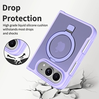 Coque de téléphone magnétique mate givrée pour iPhone Duo avec support anneau métallique pliable