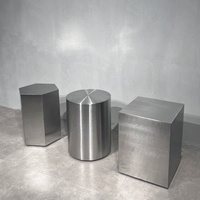 Tabouret bas moderne et minimaliste en acier inoxydable, rond ou carré, pour salons de thé et cafés, mobilier de table basse