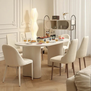 Ensembles de Tables à Manger Modernes et Durables en Pierre Frittée et Céramique avec Piètement en Bois – Mobilier Polyvalent pour Maison, Bureau et Entrée - Product Image 3
