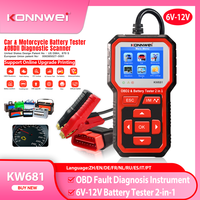 Nouveau scanner de diagnostic OBD2 professionnel KONNWEI KW681 2025 avec testeur de batterie pour voitures et motos 6V/12V, compatible OLIVER