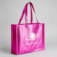 Sac fourre-tout de luxe holographique irisé métallisé en PP non tissé, personnalisable avec logo, durable, pour promotion de marque, courses et cadeaux