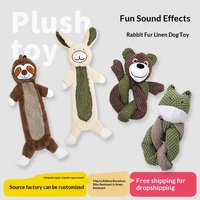 Jouet pour chien personnalisé, série de jouets en peluche et lin pour chien, résistant aux morsures, pour le divertissement et le soulagement de l'ennui, idéal pour le nettoyage des dents, en forme de lapin.