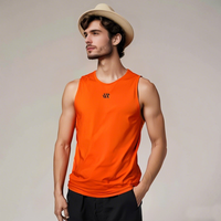 Özel Tasarım Erkek Kolsuz Atlet Fitness Tişörtleri Hızlı Kuruyan %100 Polyester Tüylenmez Çekmez O-Yaka Yazlık
