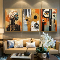 SQ 3 pièces/ensemble abstrait africain noir femmes Art peinture pour salon luxe décor à la maison impressions sur toile encadré mur Art