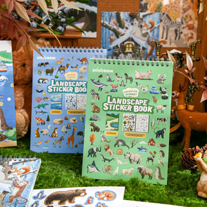 Lot de 24 autocollants de paysages, série de fêtes d'<span class=keywords><strong>animaux</strong></span>, motifs créatifs, carnet de notes, collage de scènes à colorier en DIY - Product Image 2