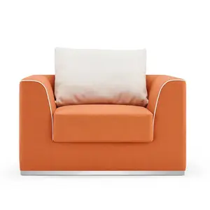 Design moderno premium escritório recepção assento único sofá laranja para área de espera