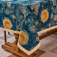 Nappe Rectangulaire à Franges et Pompons « La Nuit Étoilée », Idéale pour les Banquets et Décorations de Table Festives
