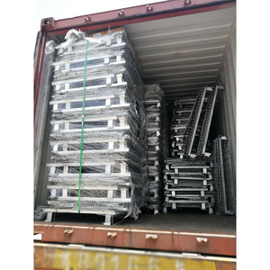<span class=keywords><strong>Cage</strong></span> de stockage en treillis métallique pliable robuste avec roues | Conteneur d'entrepôt en acier empilable industriel - Product Image 5