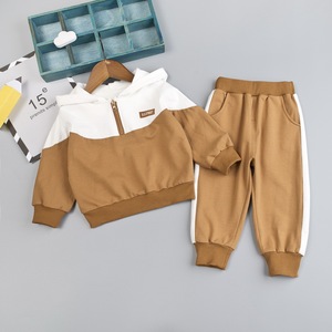 Nouvel ensemble de survêtement pour enfants printemps-automne, à capuche, manches longues, pull demi-zippé, deux pièces - Product Image 3