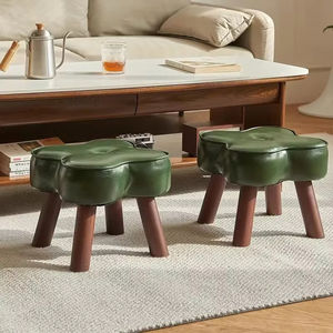 Tabouret bas en bois massif, design compact, siège simple en cuir pour changer de chaussures, décoration intérieure - Product Image 6