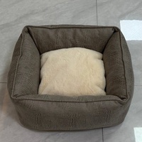 Etrip Pet Wholesale - Lit pour chien rectangulaire ultra-luxe personnalisé, imperméable, doux, brun grisâtre, lavable en machine, durable