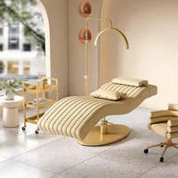 Offre Spéciale : Fauteuil de Massage Moderne de Luxe Blanc et Rose pour Salon de Beauté, Lit de Spa Cosmétique Inclinable pour Soins du Visage et Extensions de Cils