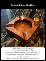 Cendrier à cigares modulaire en bois avec support métallique, quatre fentes, cendrier combiné amovible, support en bois massif sculpté, perforateur de trous