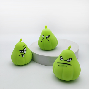 Custom logo TPR Wogua Angry Green Pumpkin Funny Face Pinch Soft Slow Rebound <b>Squeeze</b> Decompression Toys for Kids Boys and Girls - Product Image 5