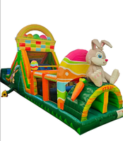 Parcours d'obstacles gonflable commercial Lapin de Pâques avec château gonflable et œufs de Pâques