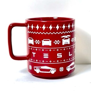 แก้วเซรามิกแบบมีหูจับ ลายเทสล่าสีแดง สำหรับเป็นของขวัญ - Product Image 3