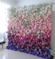 Mur de fleurs artificielles violettes en gros C-578, toile de fond 3D 5D pour mariage, roses violettes enroulables pour décoration de Noël et de mariage