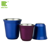 Groupe unique Tasses à café isolées Verres Demitasse Tasses à expresso Acier inoxydable Métal Restaurants modernes Support
