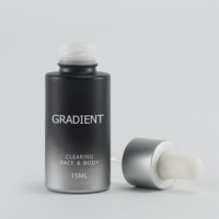 Flacon compte-gouttes vide en verre opale mat dégradé noir-argent de 15 ml au design moderne pour huiles essentielles et emballage de sérum cosmétique