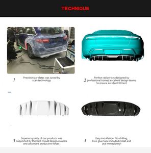 Lame arrière de diffuseur en Fiber de carbone sèche pour <span class=keywords><strong>Porsche</strong></span> <span class=keywords><strong>Taycan</strong></span> <span class=keywords><strong>4S</strong></span> Sedan 4 portes électrique 2019-2020 - Product Image 6