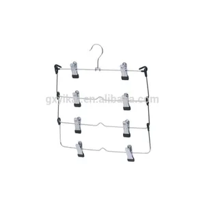 Best Selling Foldable Space Saving 4-tier Chrome Plated Metal Skirt Hanger