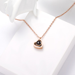 Collana con Proiezione Personalizzata in Acciaio Inox per San Valentino, Foto ad Alta Definizione, 100 <span class=keywords><strong>Lingue</strong></span> Ti Amo per Fidanzata - Product Image 4