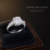 Bague en moissanite en argent sterling 925, coupe ovale, trois pierres, accent baguette, quatre griffes, bague de fiançailles pour femme