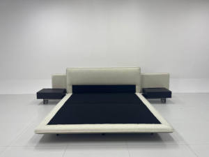 Muebles de dormitorio de tela Horizon minimalista italiano, respaldo de cabecera grande, cama doble tapizada cómoda - Product Image 4