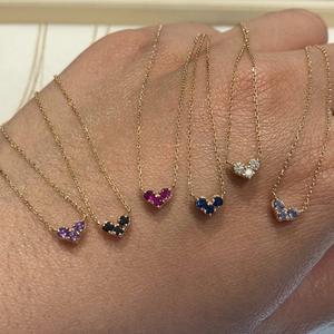 S925 Pure Silver Double Ring Luxury High-End <b>Letter</b>-Colored Diamond Road <b>Necklace</b> <b>with</b> Zirconium Pendant Fashionable Accessory - Product Image 1