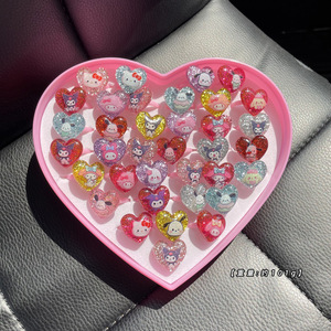 Jolies bagues à paillettes en forme de cœur pour filles, 36 pièces, pour déguisement de petites filles, avec boîte de présentation charmante - Product Image 2