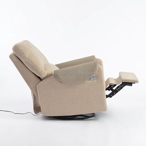 Sillón Mecedora Giratorio Tapizado Moderno con Respaldo Alto para Guardería - Product Image 4