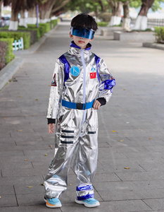 Costume d'astronaute pour enfants, garçons et filles, combinaison spatiale argentée, déguisement de fête d'Halloween pour enfants M094 - Product Image 5