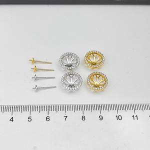 อุปกรณ์ตกแต่งมุก DIY 22363 สำหรับเสื้อโค้ทผู้หญิง ต่างหูเงินแท้ S925 พร้อมลูกปัดกลมขนาด 9-10 มม. แบบถอดได้ ตัวรองรับสีทองและสีเงิน - Product Image 4