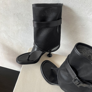 Black Mesh Heeled Sandals Open Toe Stiletto Buckle Strap Ankle <b>Boots</b> Summer Fashion Breathable High Heel Drop Shipping - Product Image 3