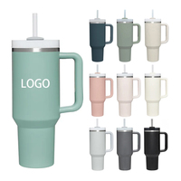Gobelet isotherme personnalisé en acier inoxydable de 40 oz avec motif Stitch de dessin animé, bouteille d'eau isolée pour gravure au laser avec poignée et paille