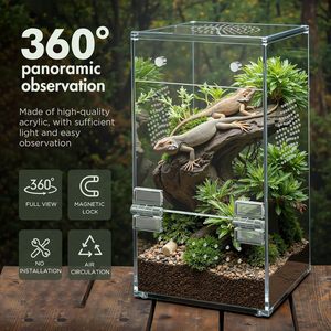 Ventilazione All-Side Pre-assemblata 3.5 "x 3.5" x 7 "acrilico terrario magnetico porta espositore per il salto ragni mantide religiosa - Product Image 2