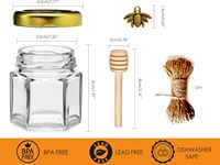 Pot à miel de 45 ml, mini pots à miel de 3 oz, élégant pot à miel en verre avec couvercle doré, idéal pour les cadeaux de mariage