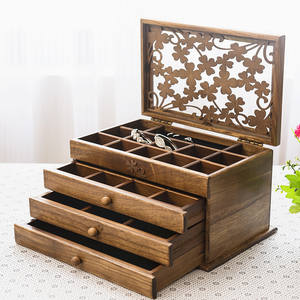 Роскошный набор шкатулок для ювелирных изделий под заказ, многофункциональные герметичные шкатулки для ювелирных изделий, обычная твердая деревянная подарочная коробка - Product Image 2