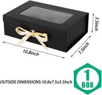 PLINJOY 10,8x7,5x3,5 pulgadas negro Cierre magnético tapas de cinta elegante presentación de papel Cajas de Regalo ventana transparente tipo carpetas