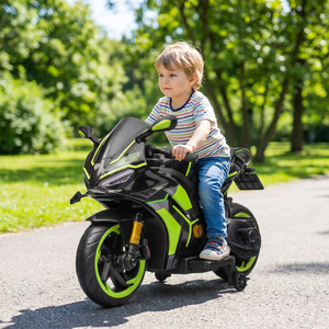 Kids <b>24V</b> Motorcycle Leather Seat Electronic Dashboard Laser Outline Body Light Painted EVA Wheels Ride on Motorbike Toy - Product Image 3