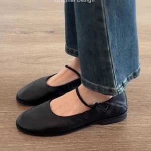 Sandalias de Mujer Estilo Francés 2025, Punta Cerrada y Redonda, Cuero Suave, Cómodas, Casuales, Planas, para Verano - Product Image 4