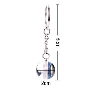 Nouveau Porte-clés Tendance en Verre Double Face avec Ballons de Basketball, Football, Volleyball et Baseball en 3D - Product Image 4